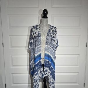 Subtle Luxury Blue and White Swim Coverup